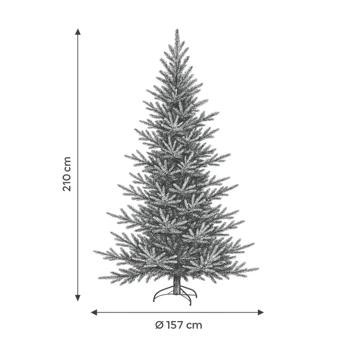 Albero di Natale Artificiale Altezza 210 cm Rami Realistici in PVC