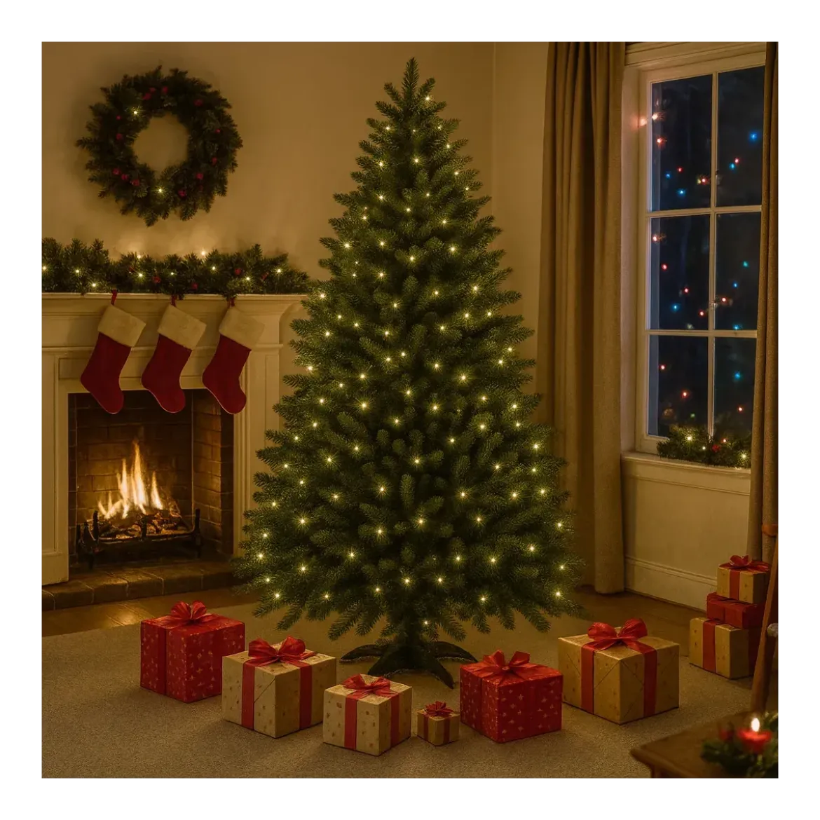 Albero di Natale Effetto Realistico Verde Altezza 180 cm in PVC PE