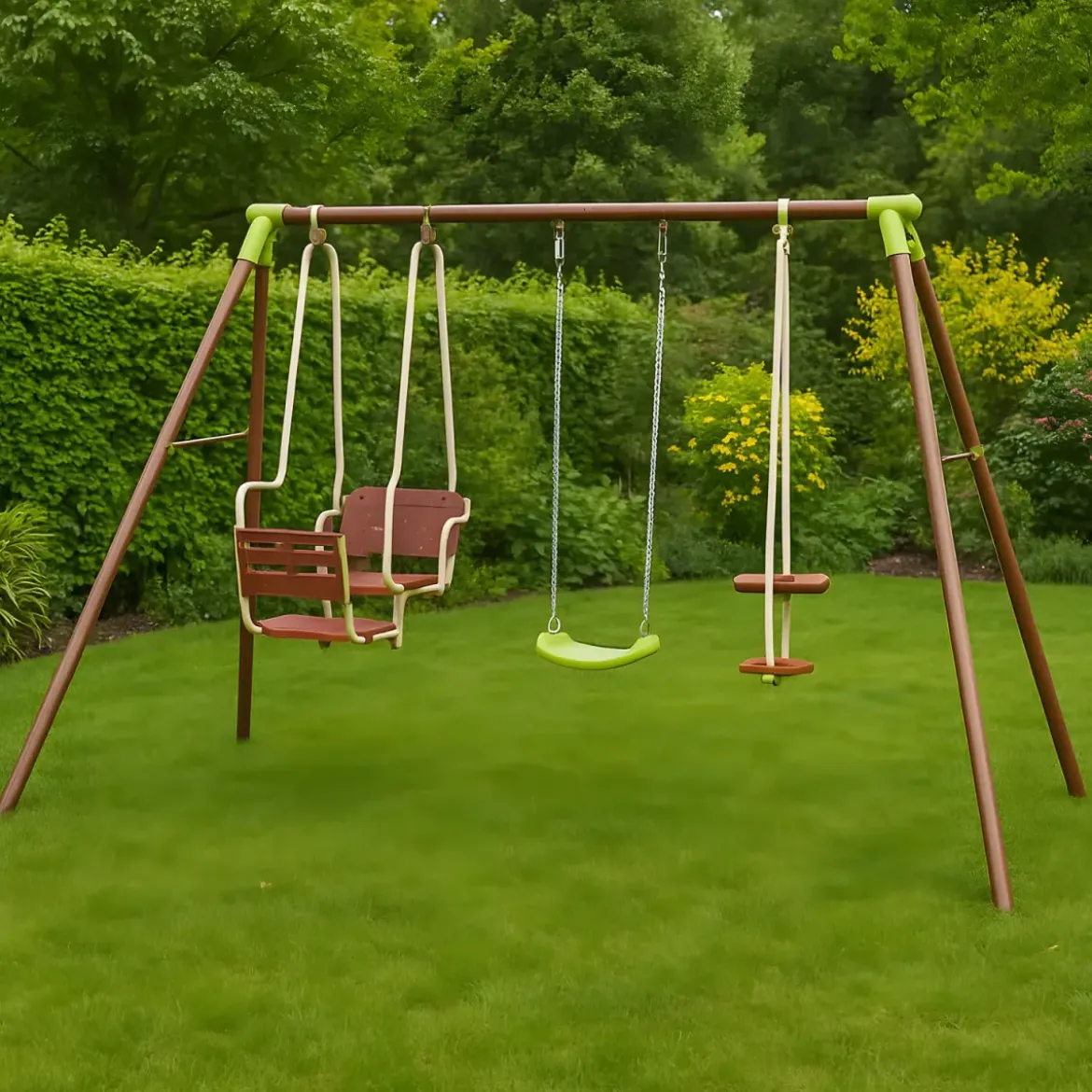 Altalena per Bambini 5 posti da Giardino Struttura in Acciaio
