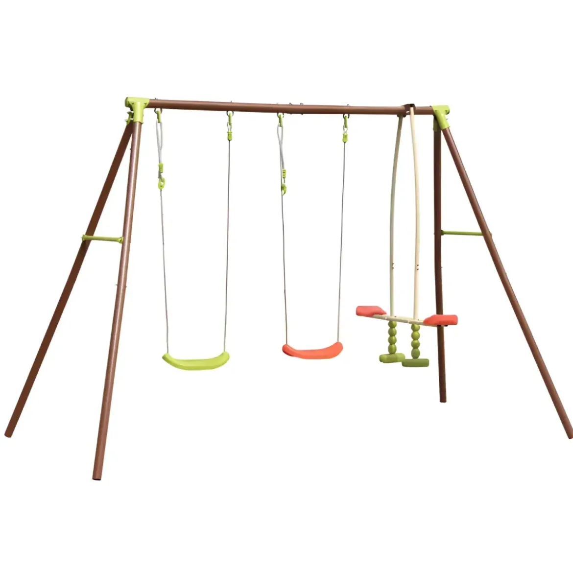 Altalena per Bambini 3 Posti in Acciaio da Esterno per Giardino