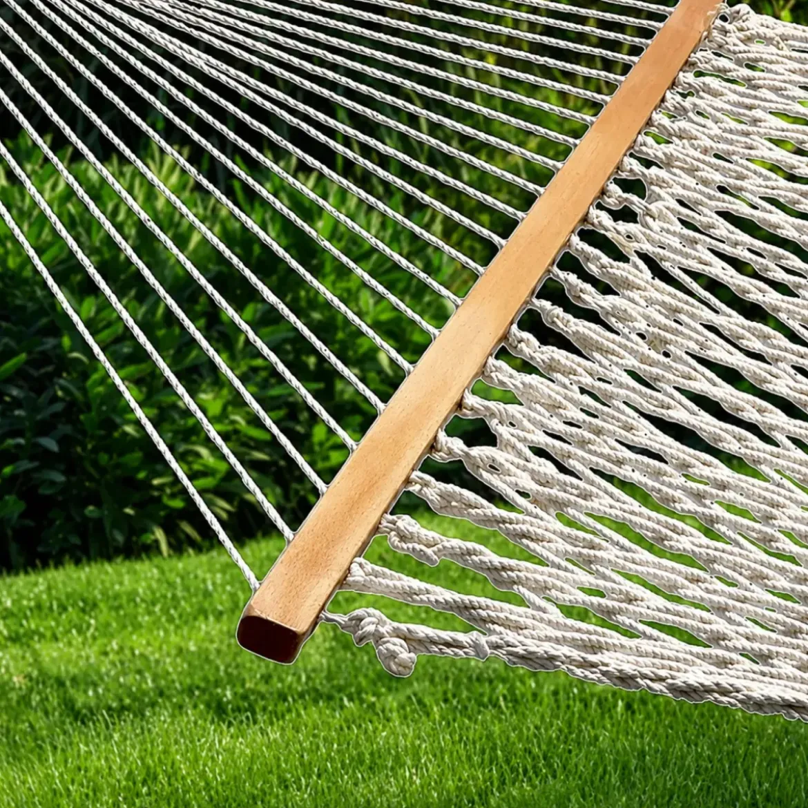 Amaca da Giardino a Rete con Stecche in Legno 80x200 cm Senza Telaio