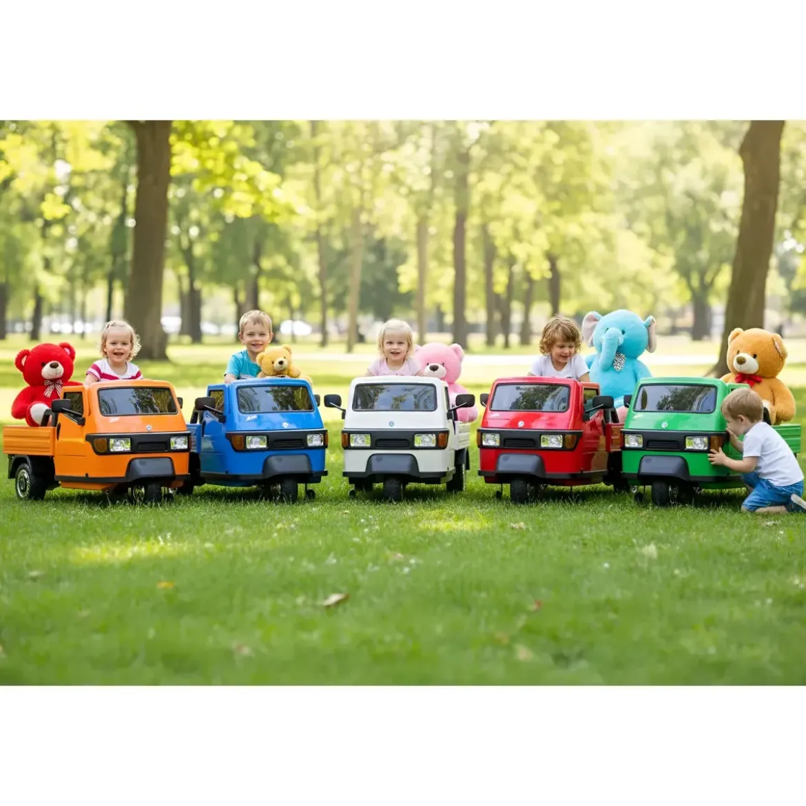 Ape Car Piaggio Elettrica per Bambini Verde con Ruote EVA e Telecomando