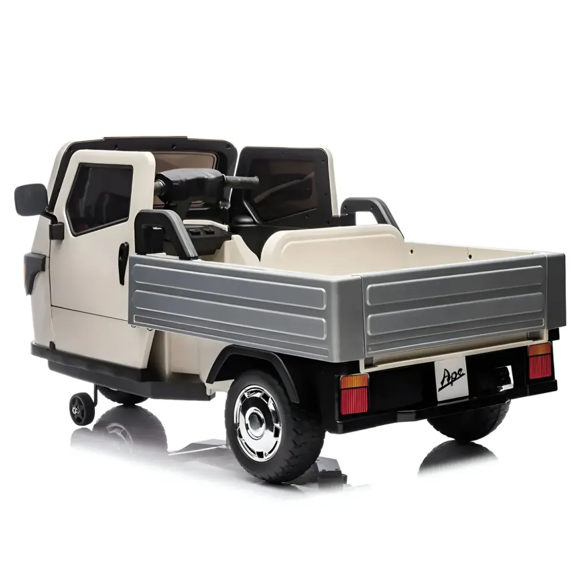 Ape Car Piaggio Elettrica per Bambini Beige con Ruote EVA e Telecomando