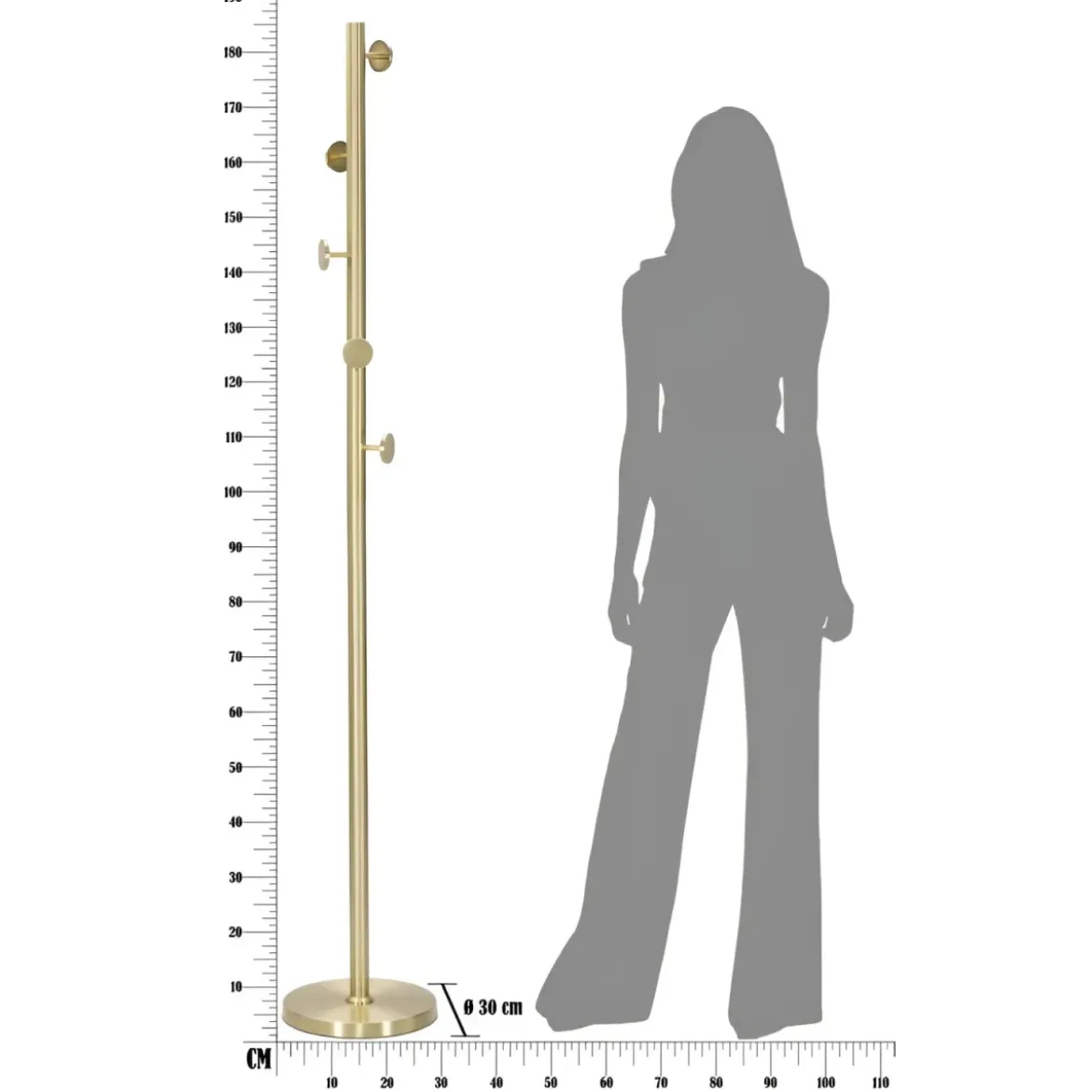 Appendiabiti da Terra in Metallo h185 cm Piantana Oro Design Moderno