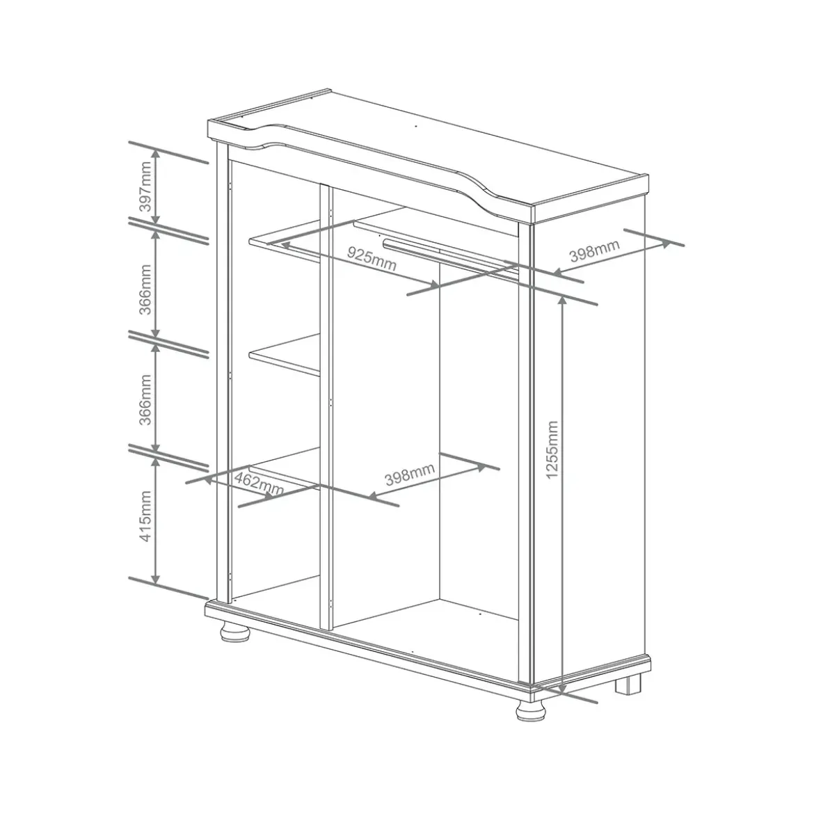 Armadio a 3 Ante in Legno Appendiabiti Mobile Camera da Letto Cabina Guardaroba