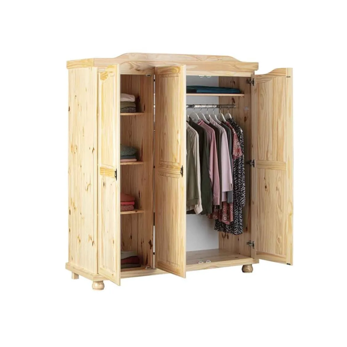 Armadio a 3 Ante in Legno Appendiabiti Mobile Camera da Letto Cabina Guardaroba