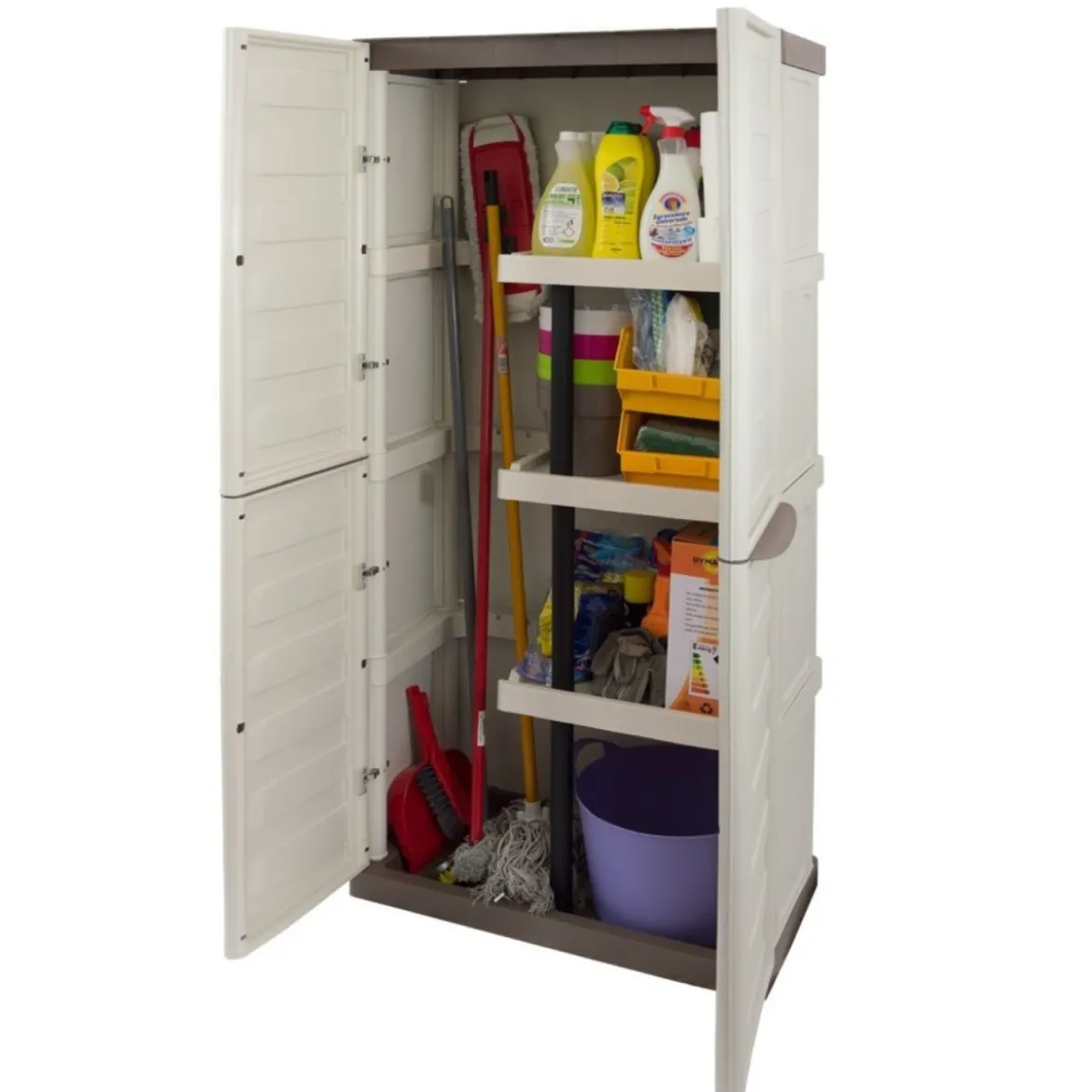 Armadio Alto Porta scope per Esterno Terrazzo Tuttopiani Mobile Ripiani Resina