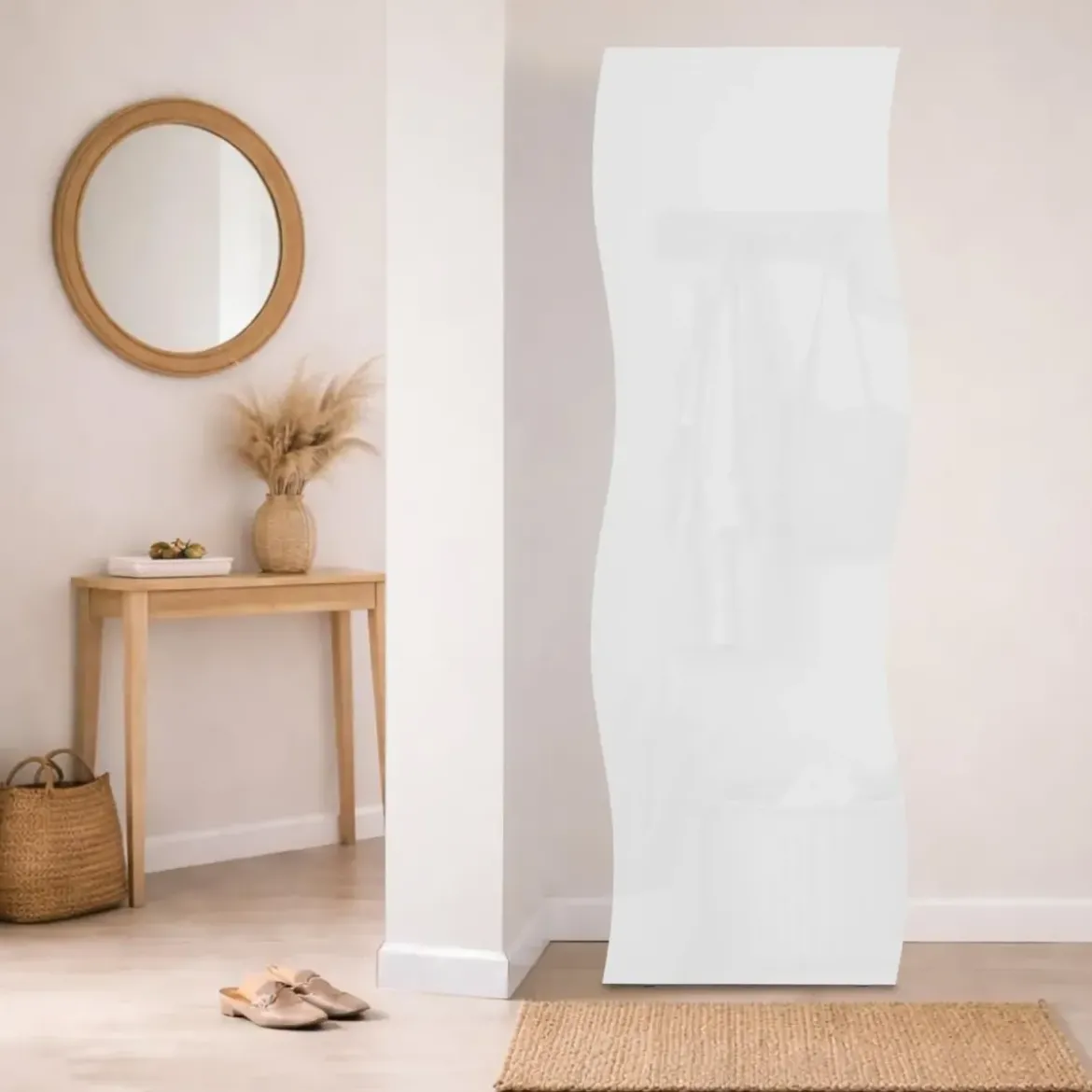 Armadio 1 Anta 190 Mobile con Mensole Design Originale Bianco per Ingresso