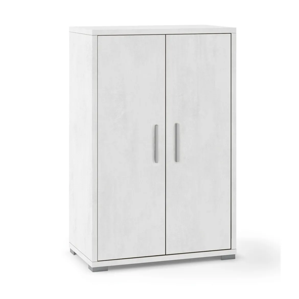 Armadio 2 Ante Alto 110 Ossido Bianco Credenza Ripiani da Ufficio Mobile Camera
