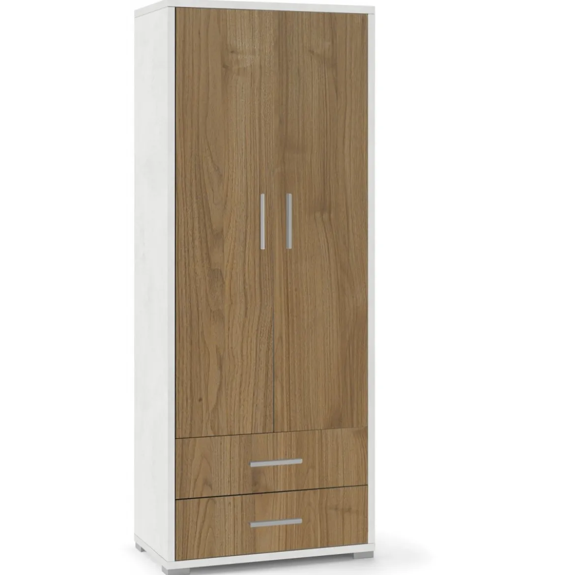 Armadio 2 Ante con Cassetti Bianco Noce in Legno Documenti Ufficio Mobile