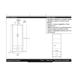 Armadio 2 Ante con Cassetti Ossido Grigio Ripiani Ufficio Mobile Porta Documenti