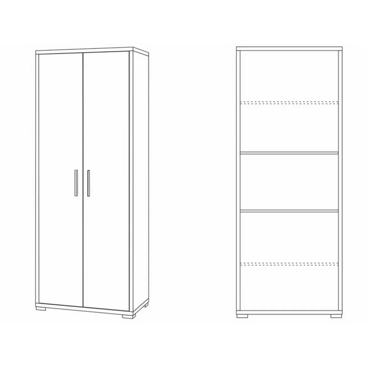 Armadio 2 Ante Noce Bianco Multiuso Legno Mobile Ripiani Scaffali Camera