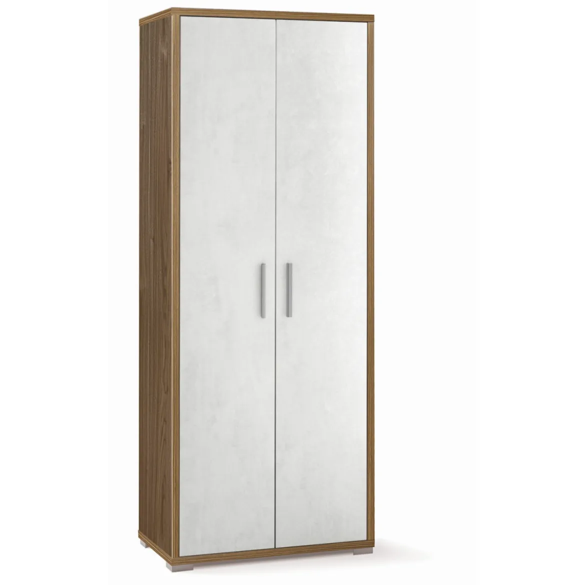 Armadio 2 Ante Noce Bianco Multiuso Legno Mobile Ripiani Scaffali Camera