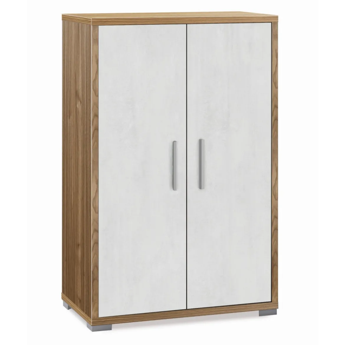 Armadio 2 Ante Noce Ossido Bianco Credenza Multiuso con Ripiani Mobile