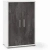 Armadio 2 Ante Ossido Bianco Nero Credenza Multiuso con Ripiani Mobile