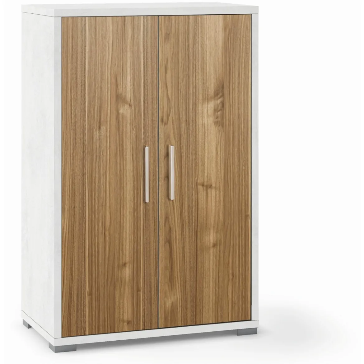 Armadio 2 Ante Ossido Bianco Noce Credenza Multiuso con Ripiani Mobile