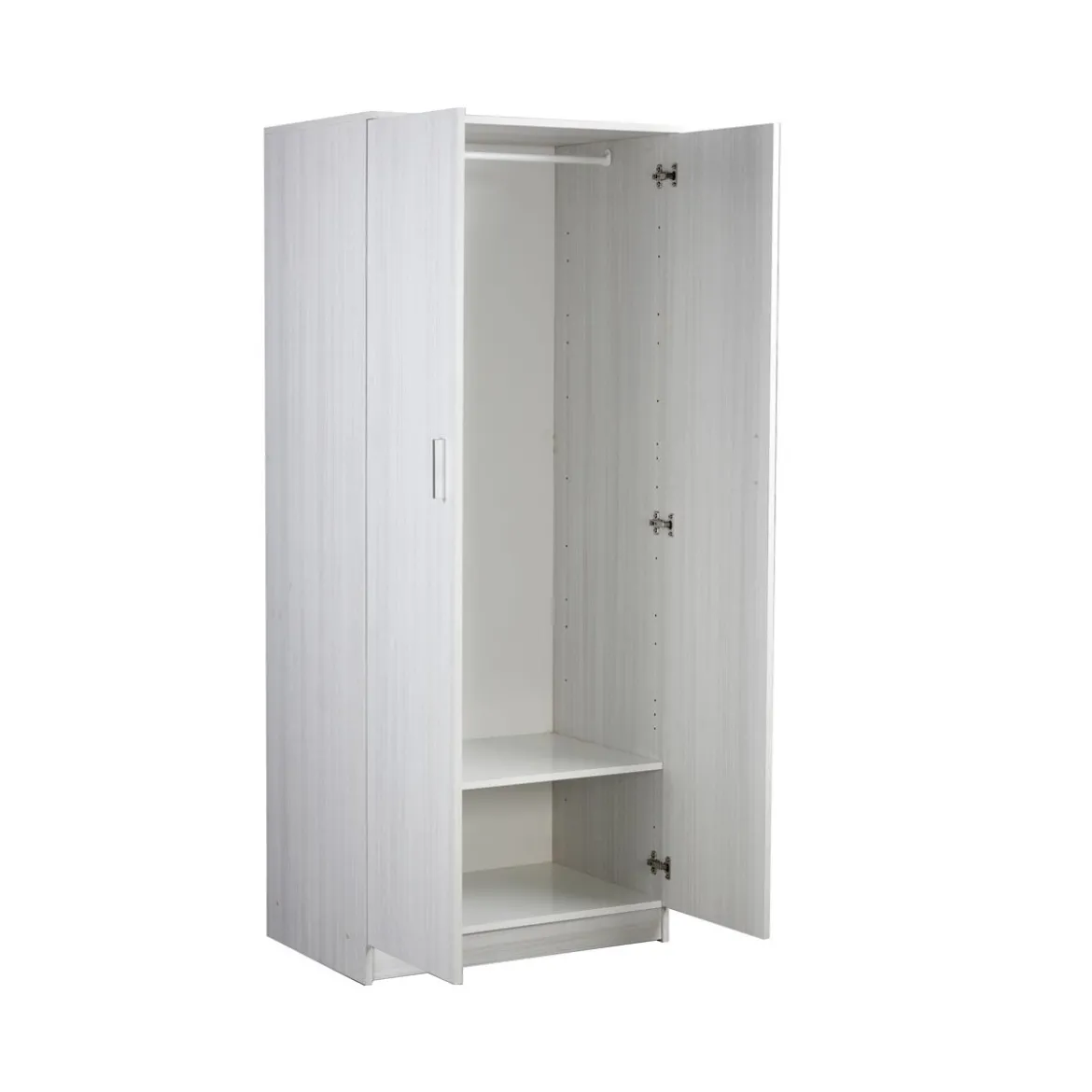 Armadio Bianco 180 2 Ante Appendiabiti Mobile con Ripiano Ufficio Camera Letto