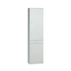 Armadio 180 Bianco 2 Ante con Cassetto Mobile Alto con Ripiani Colonna da Bagno