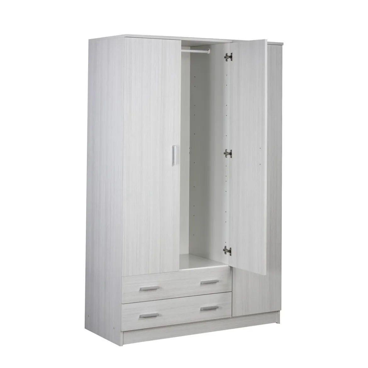 Armadio Bianco 180 h 3 Ante con 2 Cassetti Appendiabiti Mobile Camera da Letto