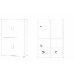 Armadio Bianco Noce Mobile 160 cm Credenza 4 Ante con Ripiani Soggiorno