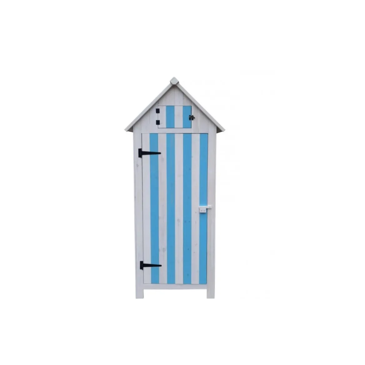 Armadio Contenitore in Legno da Giardino Blu/Bianco Ripostiglio Attrezzi