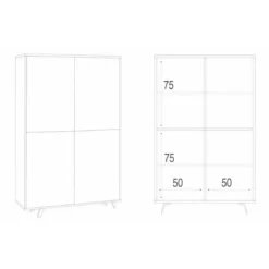 Armadio Credenza Ripiani 4 Ante Soggiorno Bianco Nero Mobile Ingresso
