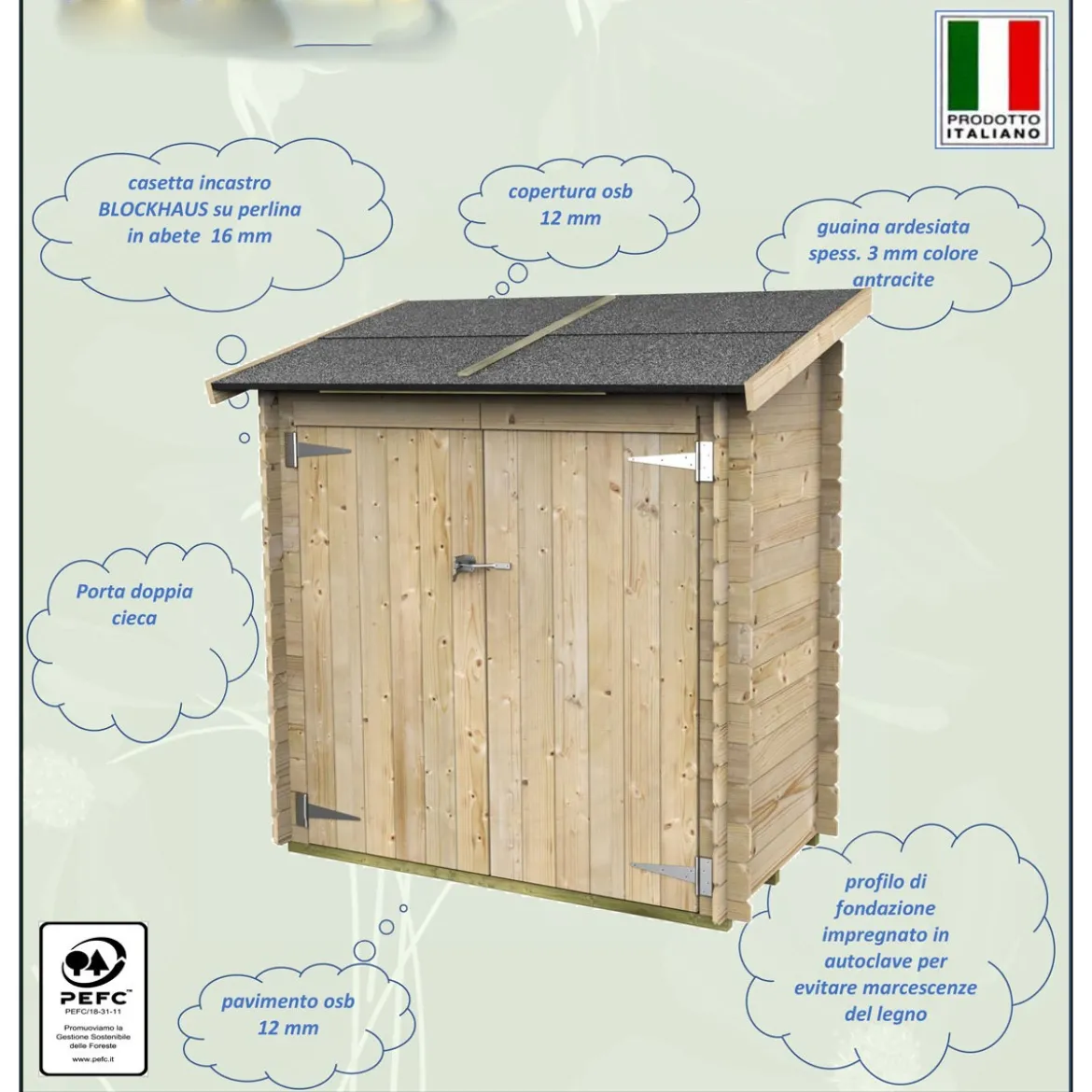 Armadio in Legno Pavimento Casetta Ripostiglio Attrezzi Giardino Esterno Balcone