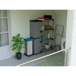 Armadio in PVC per Esterno Modulare con Ripiani da Balcone Giardino