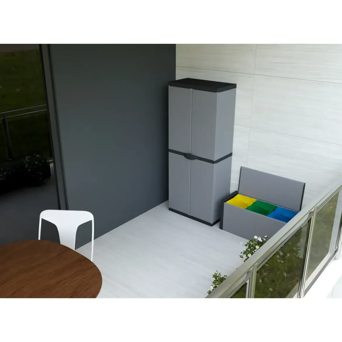 Armadio in Resina PVC da Esterno Tuttopiani Modulare Ripiani Balcone