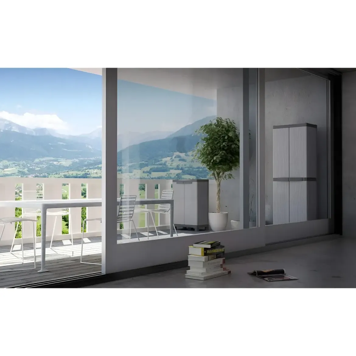 Armadio in Resina Tuttopiani da Esterno Mobile Balcone Plastica con Ripiani