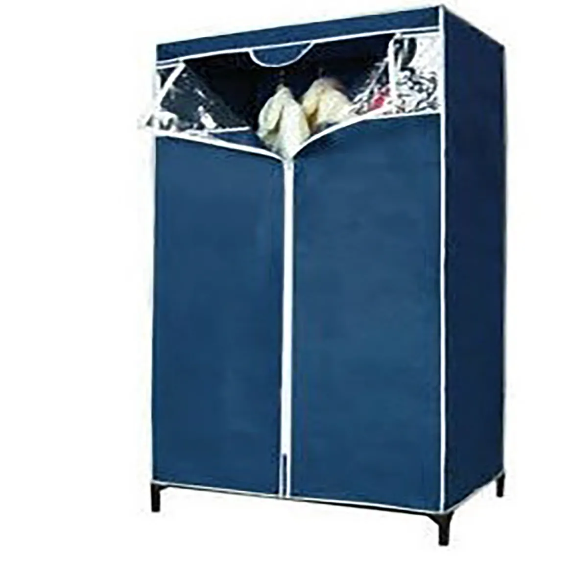 Armadio in Tessuto blu Tnt con Apertura a Zip Finestra Trasparente