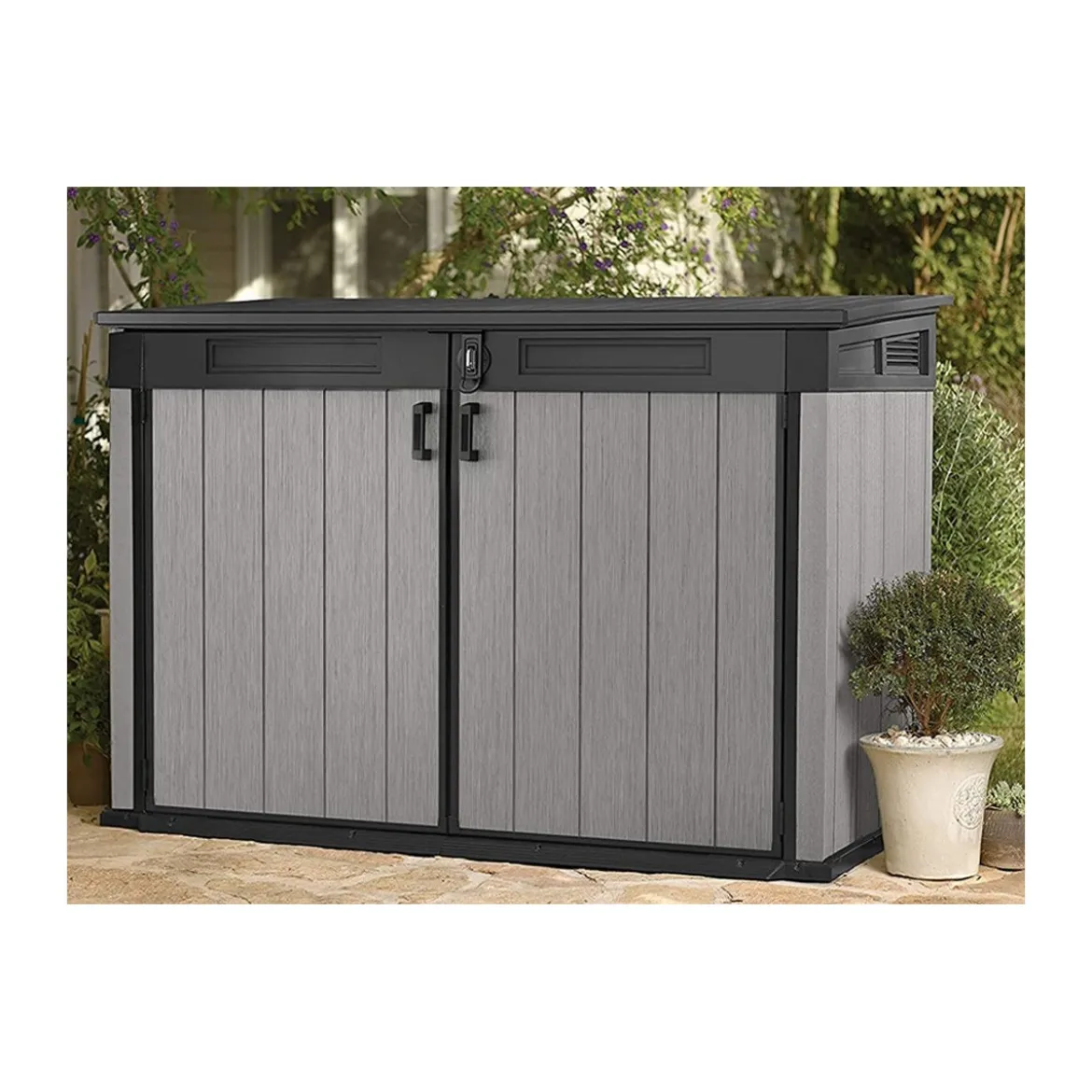 Armadio Keter da Giardino Esterno Rifiuti Officina Biciclette Effetto Legno Box