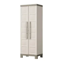 Armadio Keter in Resina Alto da Esterno Tortora Multiuso Portascope Beige 2 Ante