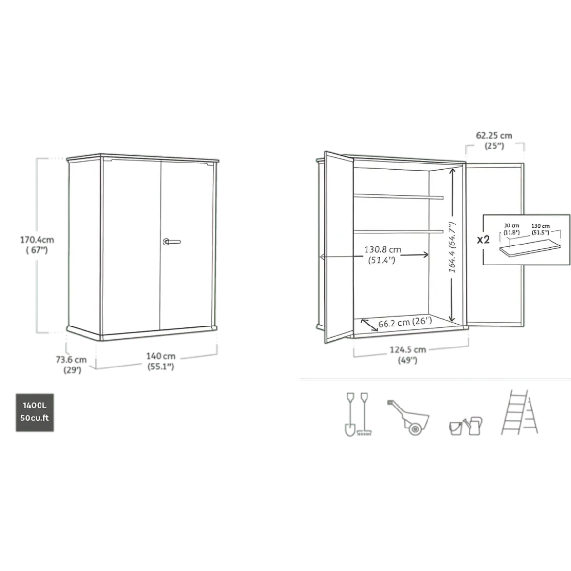 Armadio Porta Attrezzi Keter 1400L Doghe Effetto Legno da Esterno