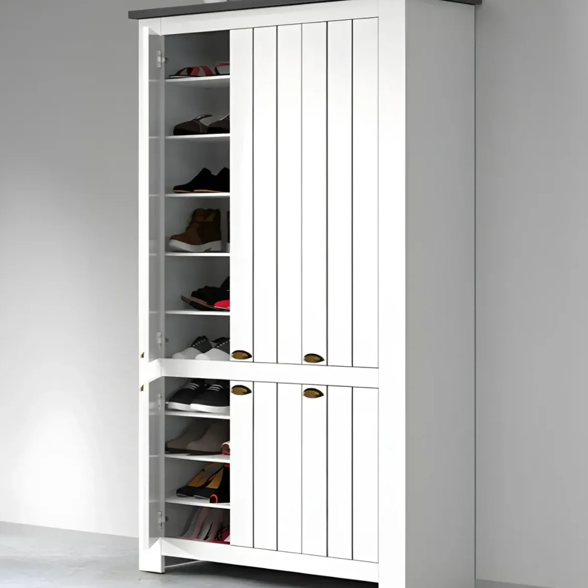 Armadio Scarpiera 6 Ante Mobile Ingresso Bianco Report 114x42x200 cm