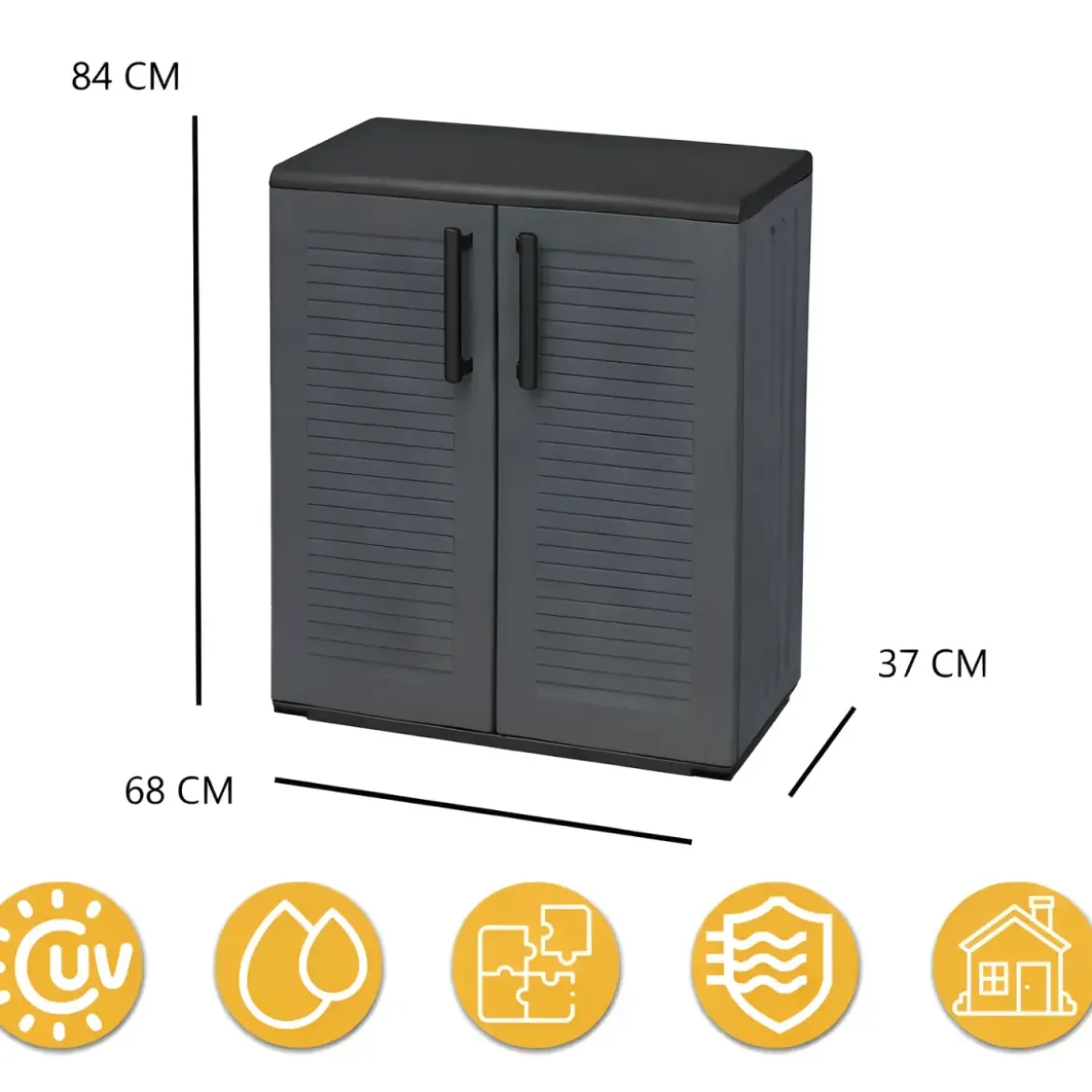 Armadio Scarpiera Basso in Plastica da Esterno Antipioggia 2 Ante