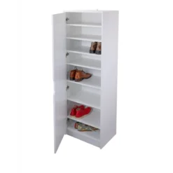 Armadio Scarpiera con Specchio Mobile Alto Bianco in Legno Porta Scarpe