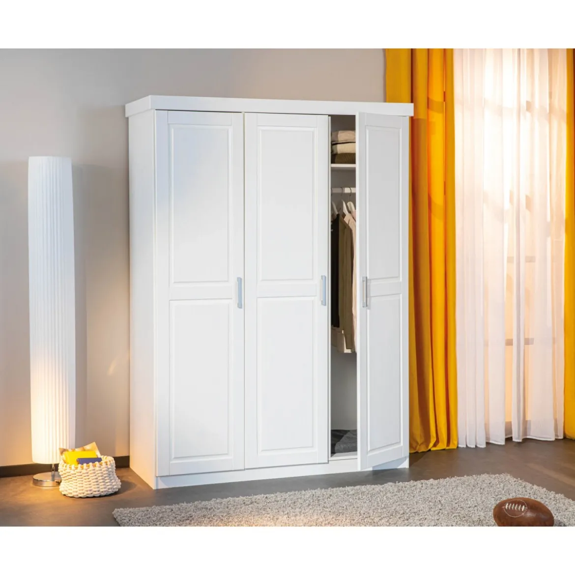 Armadio tre 3 Ante in Legno Mobile Guardaroba Bianco per Camera da Letto