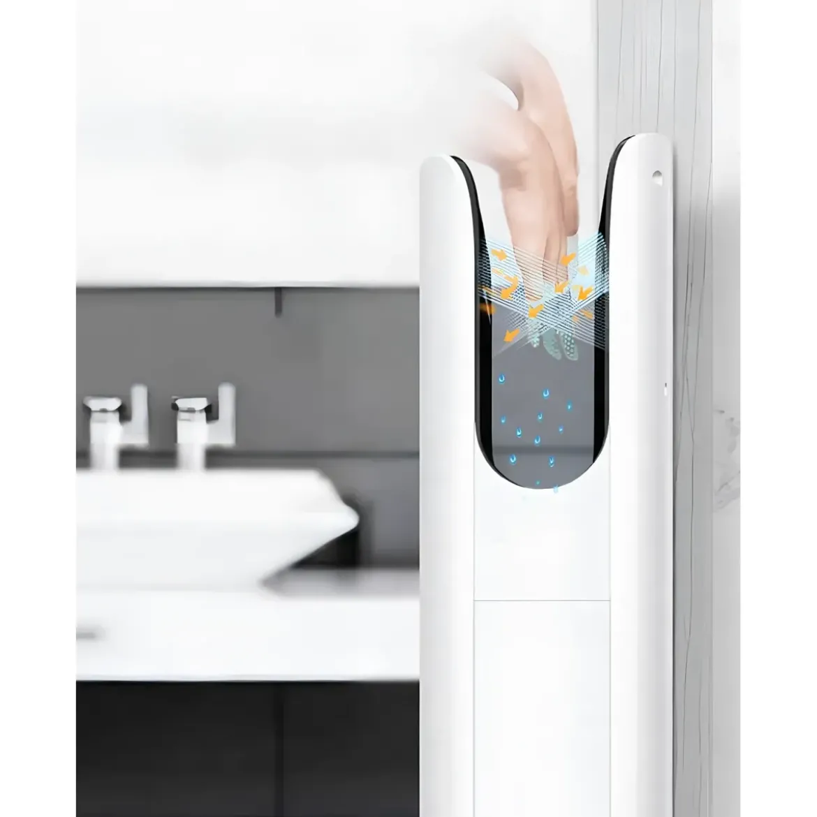 Asciugamani Automatico Bagno 750W Mini Jet Bianco Compatto da Parete