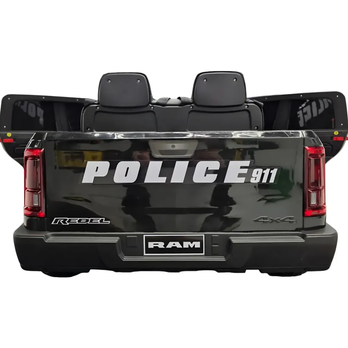 Auto Elettrica Bambini Dodge RAM Polizia 12V Nero Sirene Telecomando
