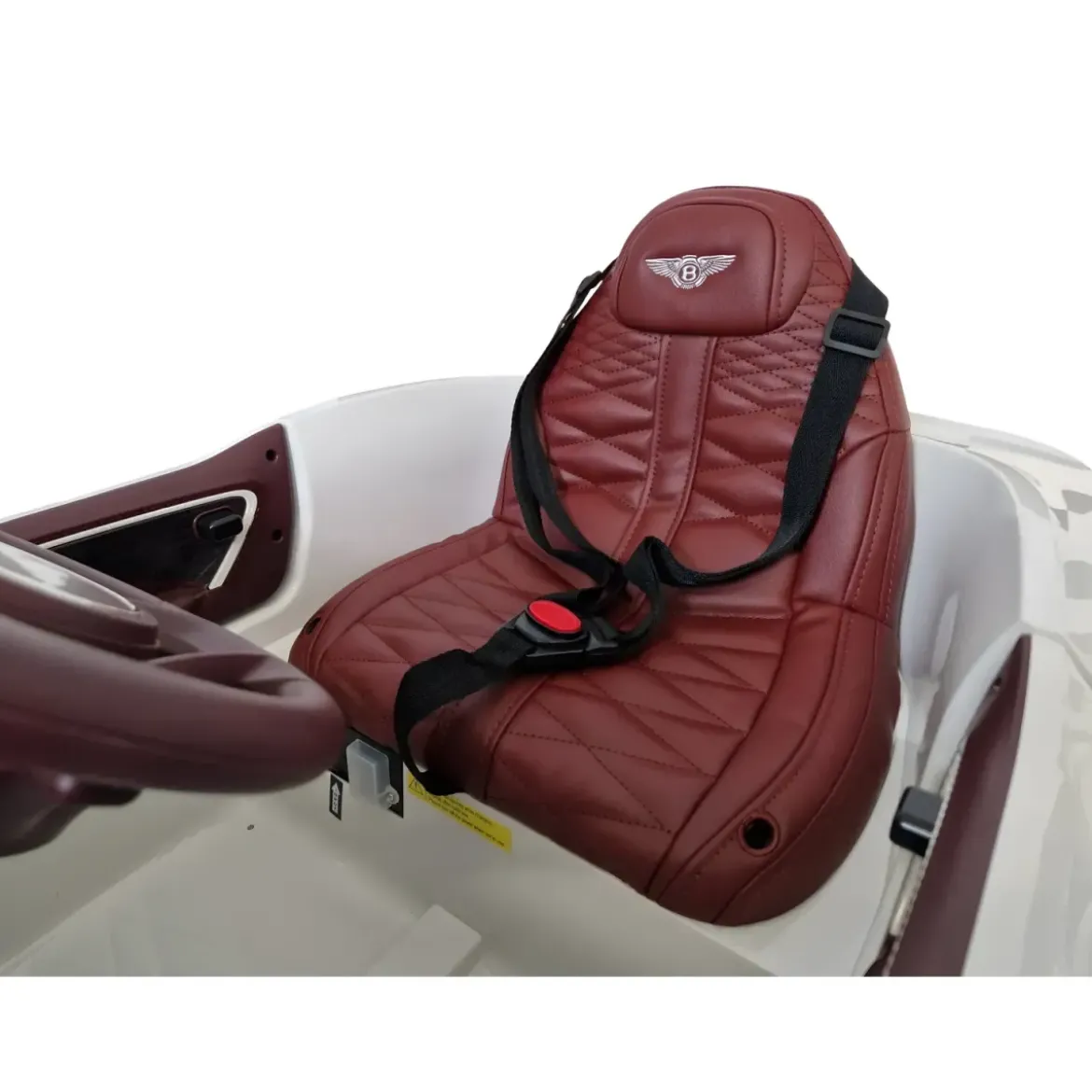 Auto Elettrica Bambini 12V Bianco Telecomando e Cinture a 3 Punti