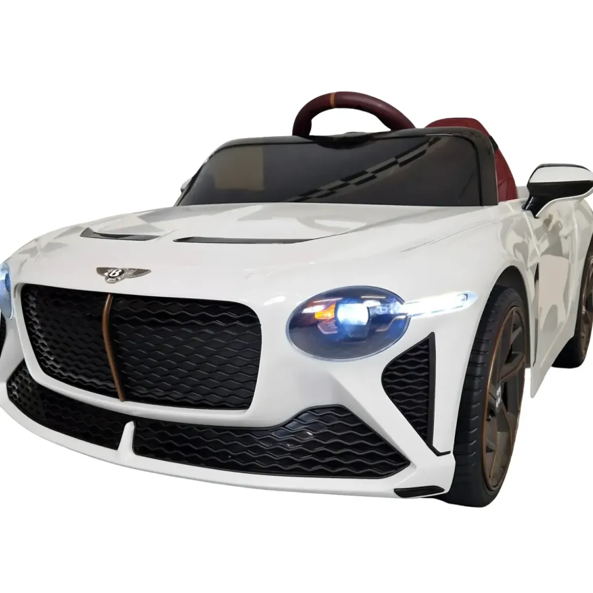 Auto Elettrica Bambini 12V Bianco Telecomando e Cinture a 3 Punti