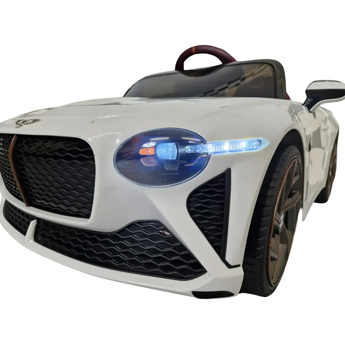Auto Elettrica Bambini 12V Bianco Telecomando e Cinture a 3 Punti