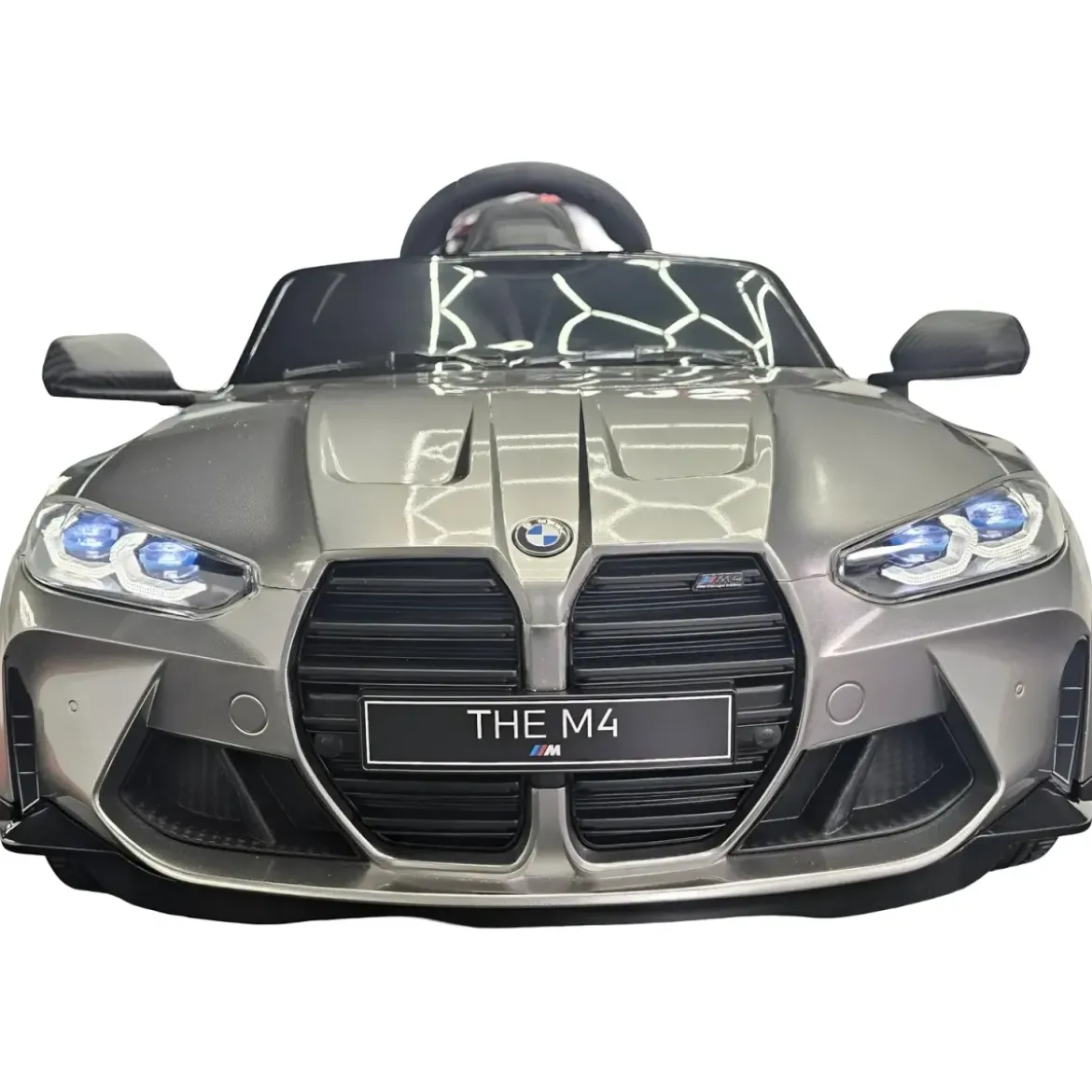 Auto Elettrica per Bambini BMW Grigio 12V Sedile in Pelle Telecomando