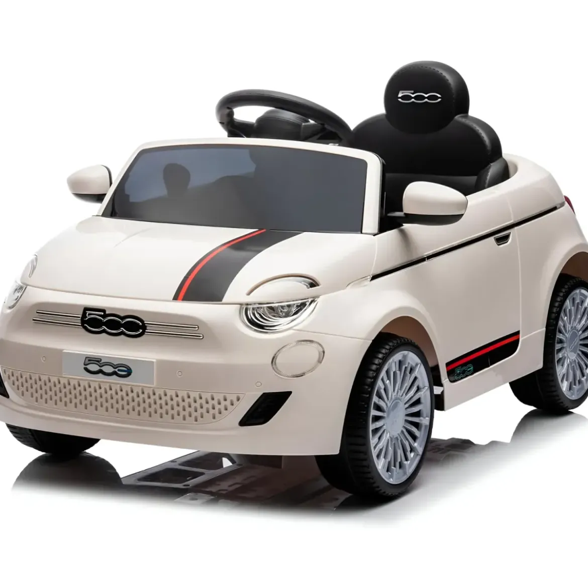 Auto Elettrica per Bambini Fiat 500 12V Bianco Telecomando e Fari LED