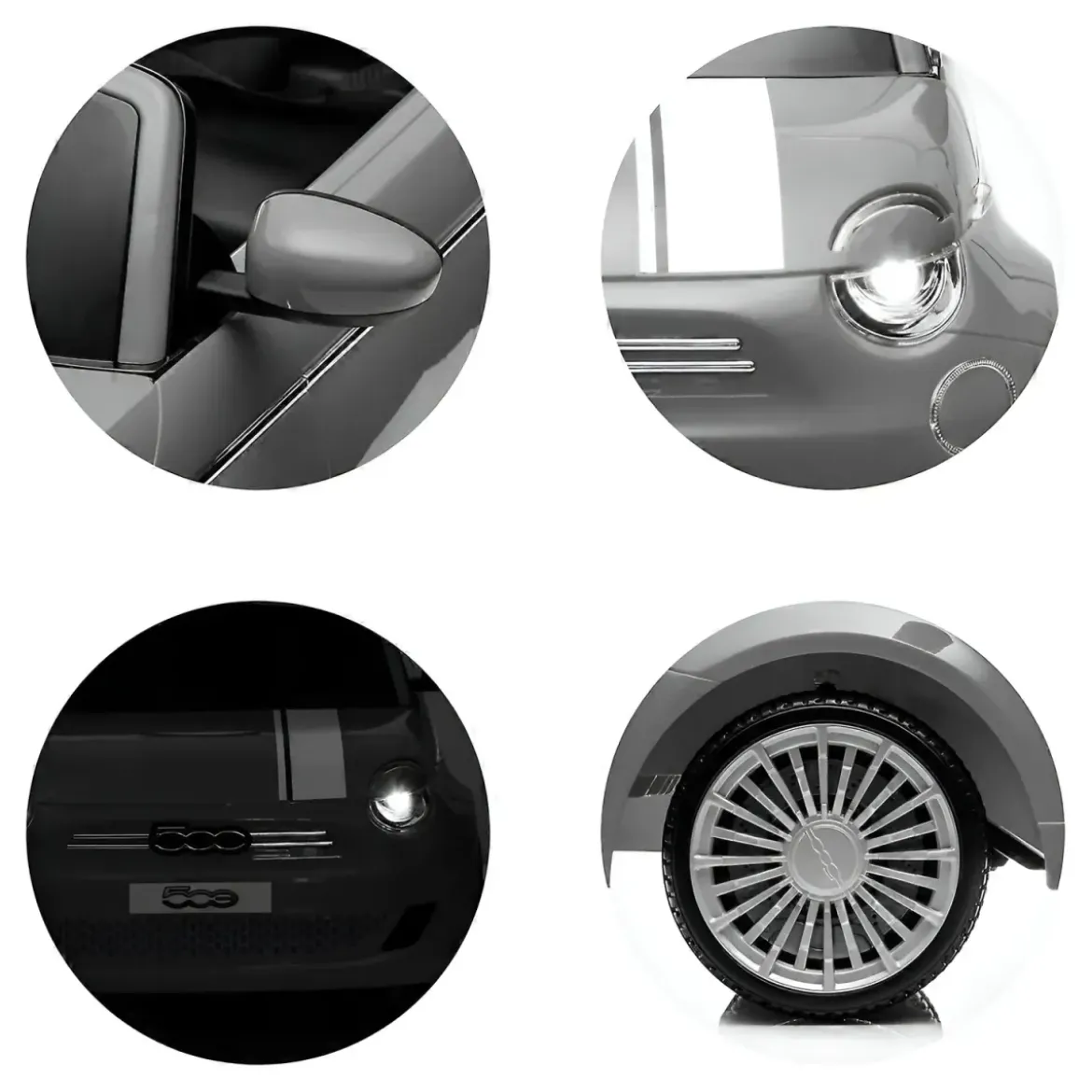 Auto Elettrica per Bambini Fiat 500 12V Rosso Telecomando e Fari LED