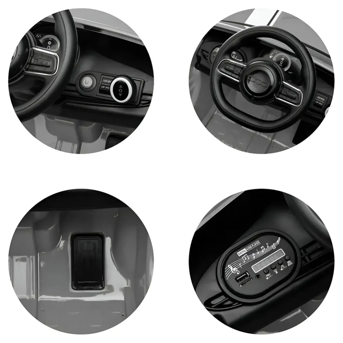 Auto Elettrica per Bambini Fiat 500 12V Rosso Telecomando e Fari LED