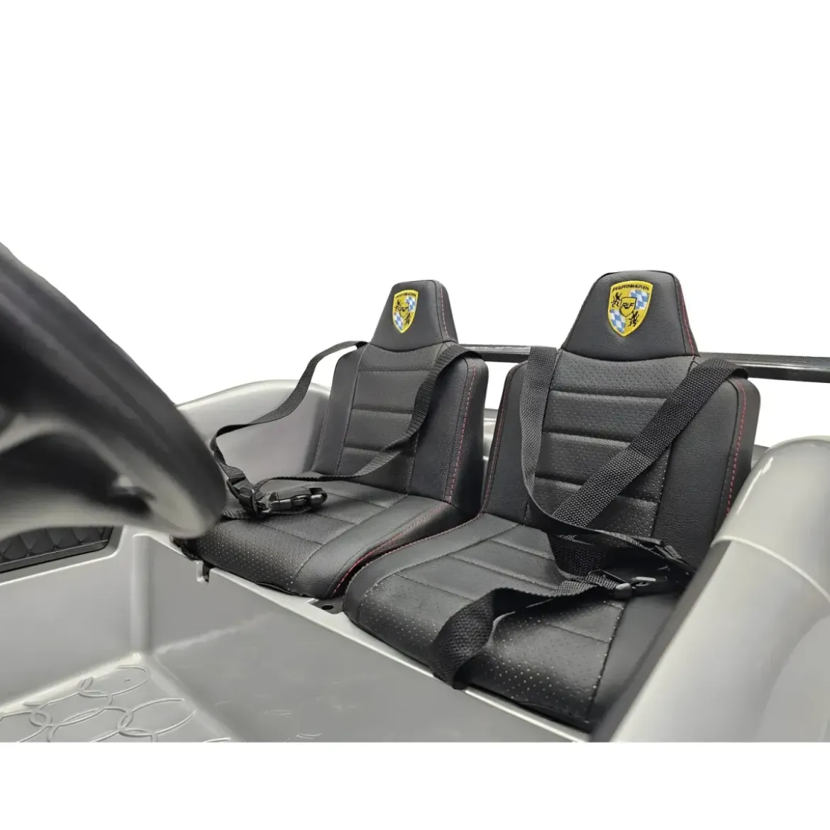 Auto Elettrica per Bambini 24V Porsche 2 Posti Grigio con Luci e Musica