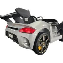 Auto Elettrica per Bambini 24V Porsche 2 Posti Grigio con Luci e Musica
