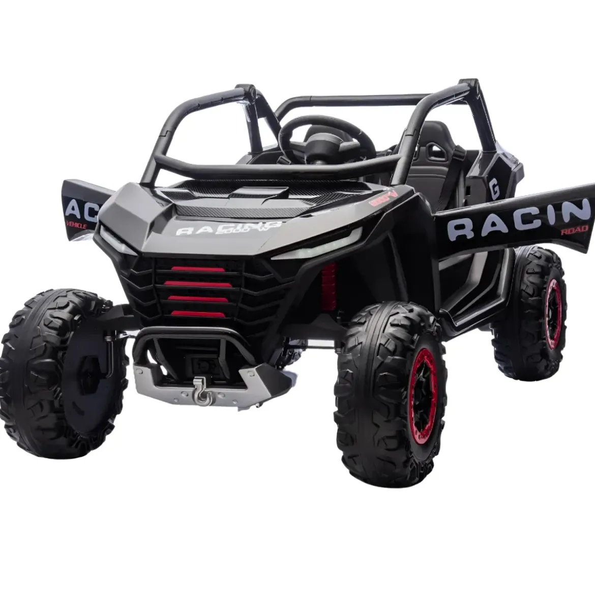 Auto Elettrica 24V per Bambini Due Posti Nero Fuoristrada UTV